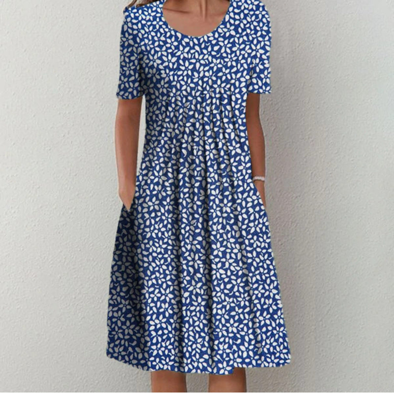 Lina“ – Freizeitkleid mit Print & Rundhalsausschnitt