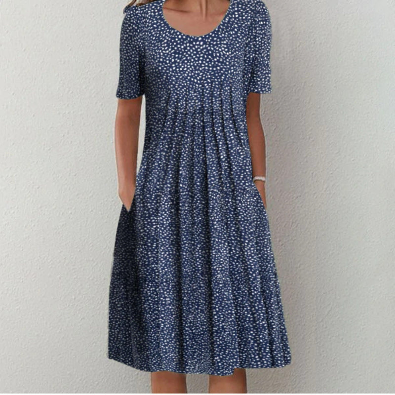 Lina“ – Freizeitkleid mit Print & Rundhalsausschnitt
