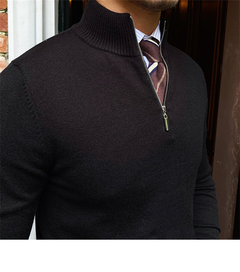 Strickpullover mit Stehkragen & Reißverschluss