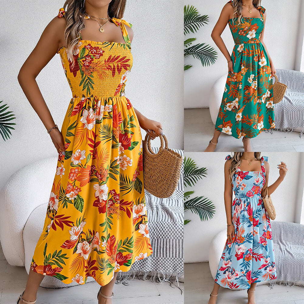 „Marina“ – Sommerkleid mit Blumenprint Korsagen-Top
