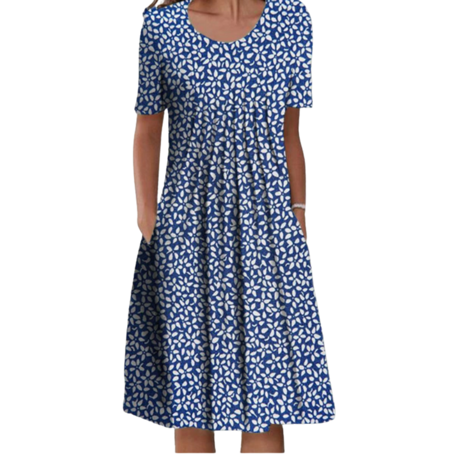 Lina“ – Freizeitkleid mit Print & Rundhalsausschnitt