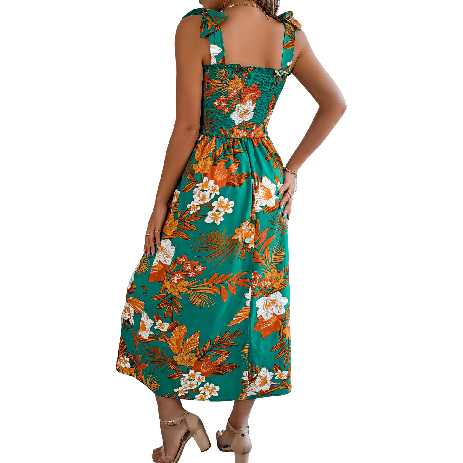 „Marina“ – Sommerkleid mit Blumenprint Korsagen-Top