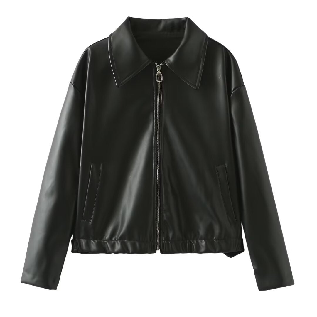 „Selene“ – Lederjacke mit Reverskragen