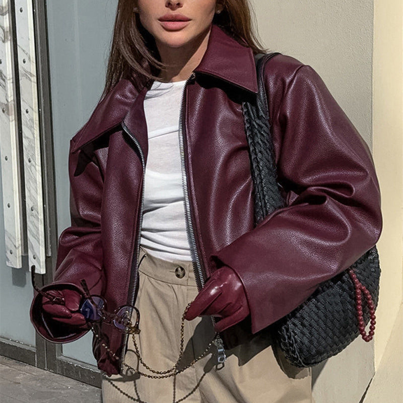 „Selene“ – Lederjacke mit Reverskragen