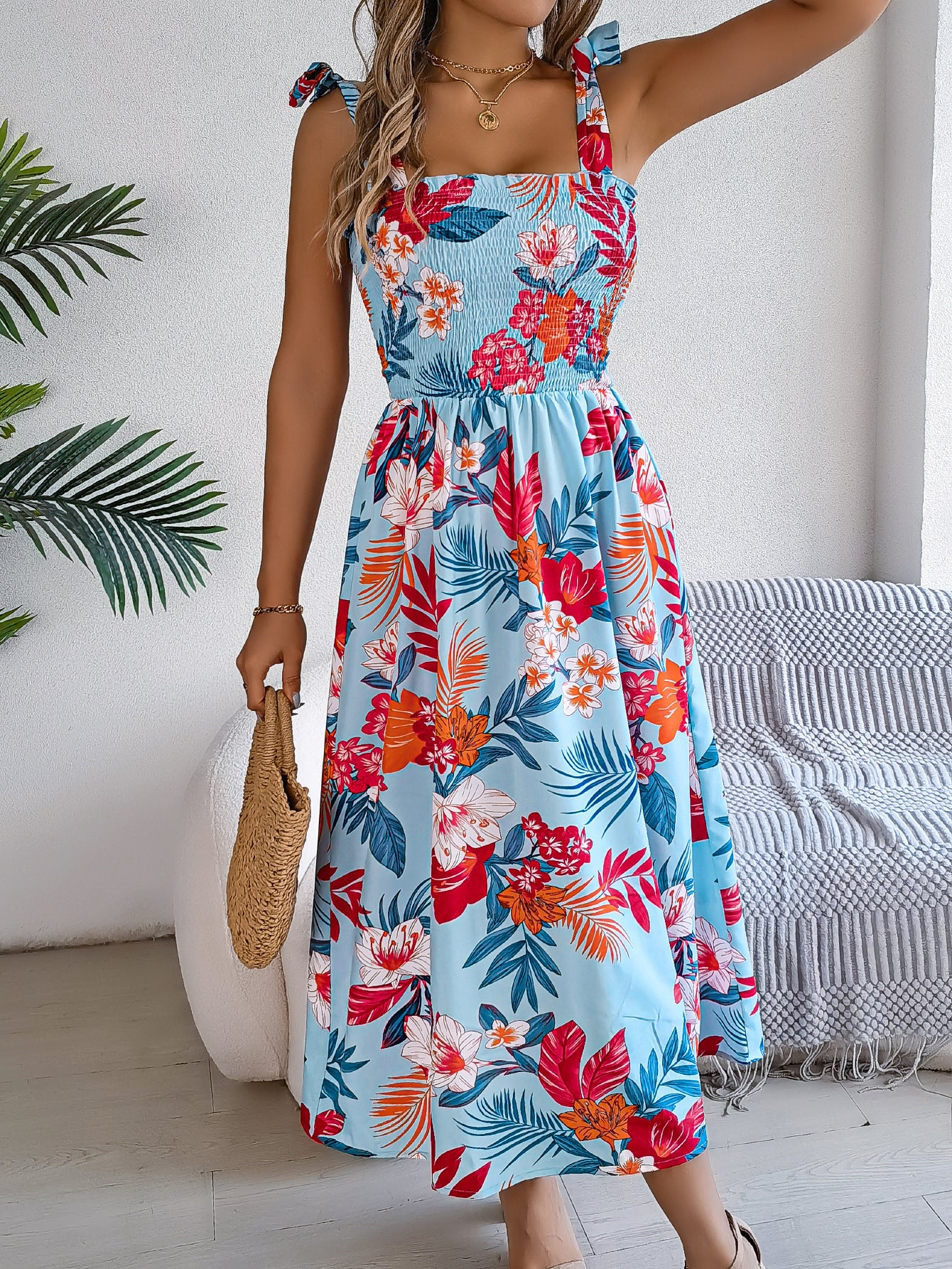 „Marina“ – Sommerkleid mit Blumenprint Korsagen-Top