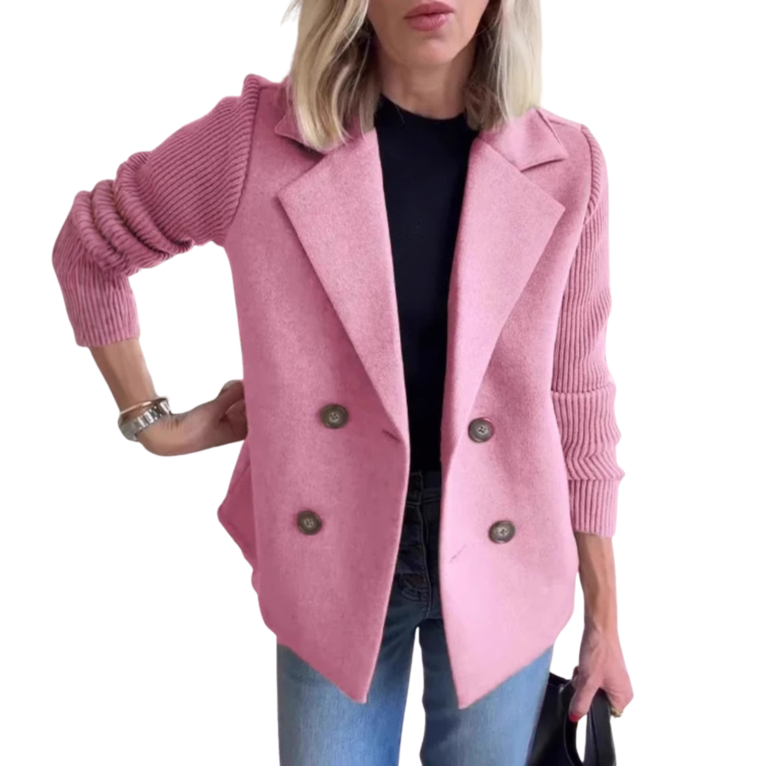 „Marisol“ – Zweireihige Jacke mit Strickärmeln