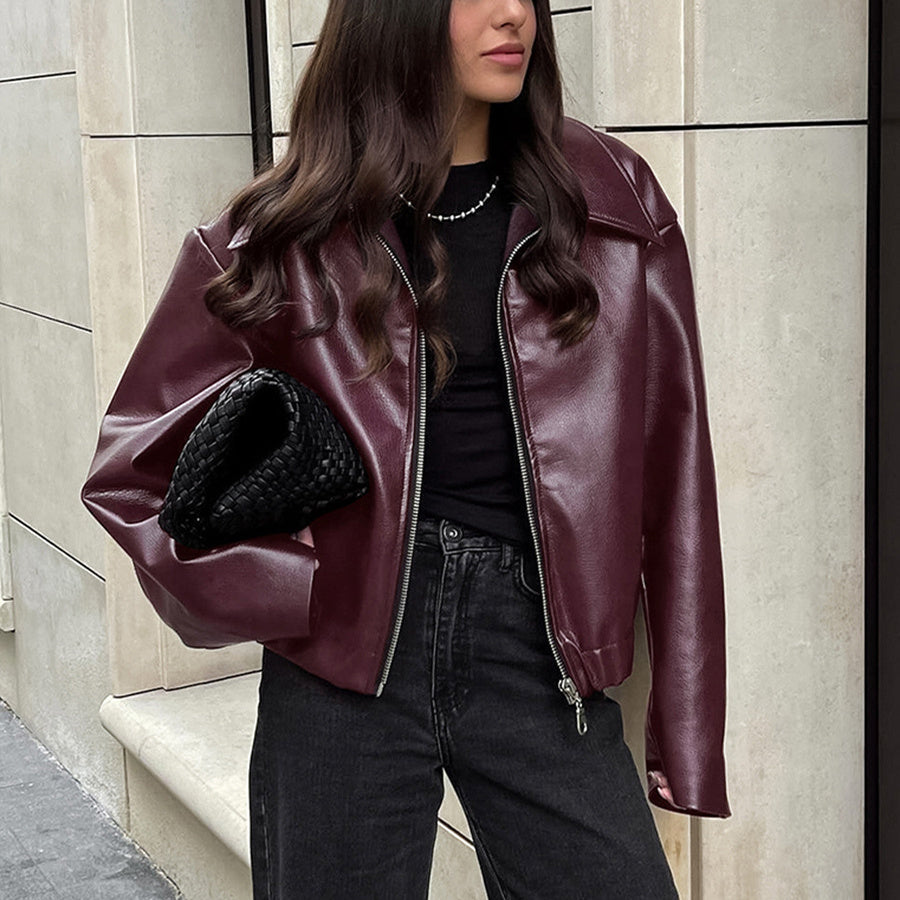 „Selene“ – Lederjacke mit Reverskragen